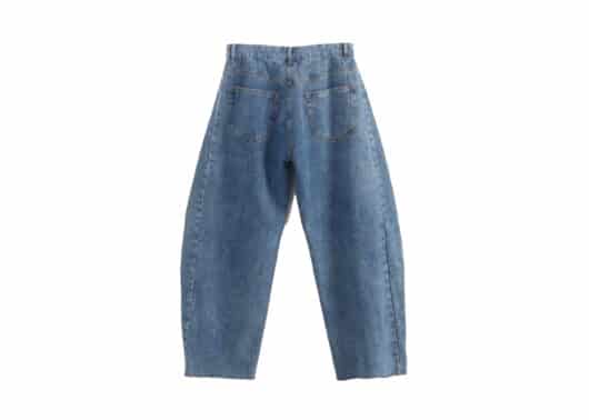 Ronron Round Curved Denim Jeans Blue back view