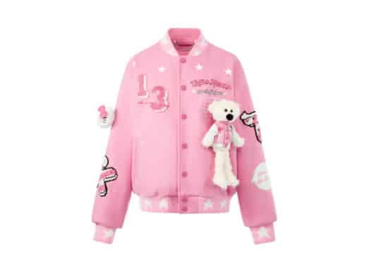 13De Marzo x Sanrio Hello Kitty Bear Baseball Jacket Pink