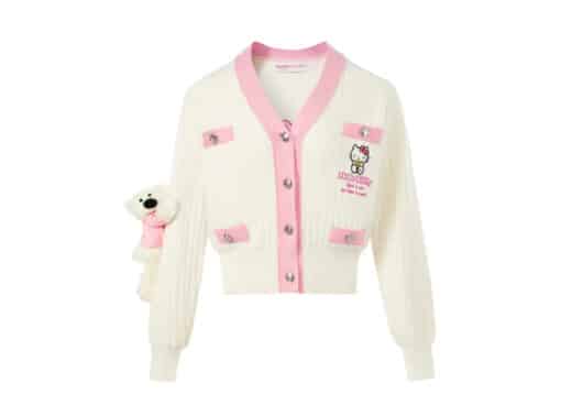 13De Marzo x Sanrio Hello Kitty Bear Cardigan Cream White