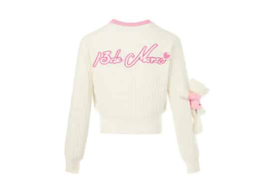 13De Marzo x Sanrio Hello Kitty Bear Cardigan Cream White back view
