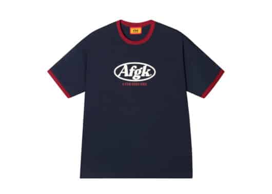 A Few Good Kids Spliced Constrasting Neckline Printed Tee Navy