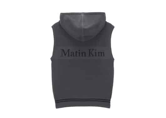 Matin Kim Point Logo Knit Vest Hoodie Charcoal (W) KV003