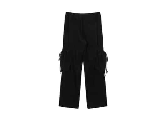 Matin Kim String Point Big Pocket Cargo Pants Black PT036 - Image 2