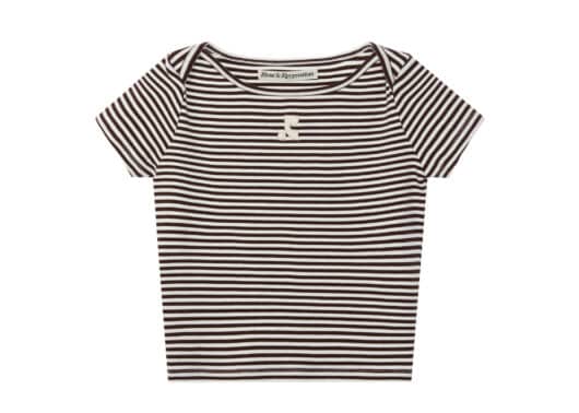 Rest & Recreation Stripe Lip Neck Tee Brown
