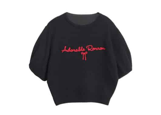 Ronron Adorable Puff Short Sleeve Knit Black