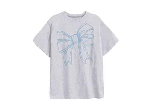 Ronron Big Ribbon Line Tee White Melange
