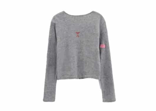 Ronron Heart Button 3 Ribbon Cardigan Grey - Image 2