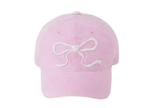Ronron Heart Ribbon Ball Cap Pink Ivory