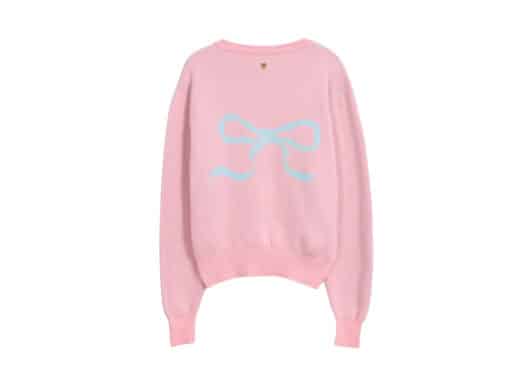 Ronron Heart ribbon Jacquard Knit Cardigan Pink Blue - Image 2