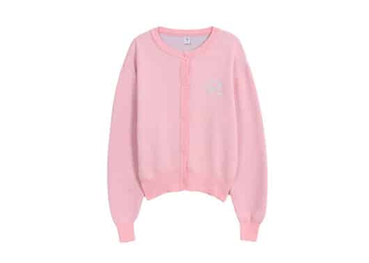 Ronron Heart ribbon Jacquard Knit Cardigan Pink Blue