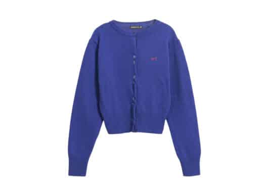 Ronron Heart Ribbon Knit Cardigan Blue
