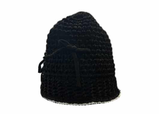 Ronron Ribbon Summer Knit Bucket Hat Black