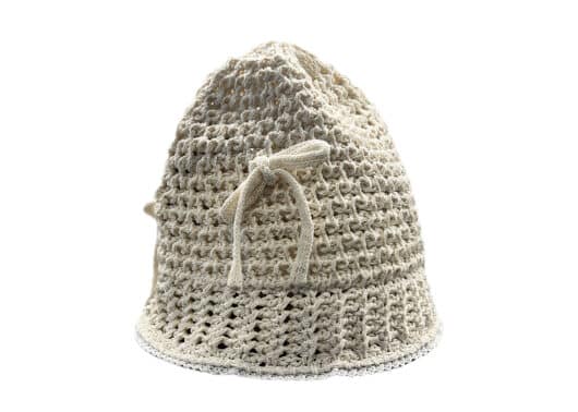 Ronron Ribbon Summer Knit Bucket Hat Ivory