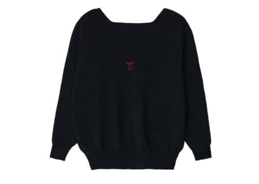 Ronron Sleeve V Neck Overfit Knit Black - Image 2
