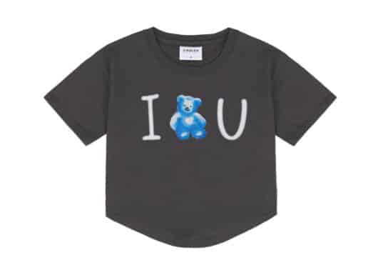 Ambler Blue Bear, Love U Crop Tee Dark Grey ACR505