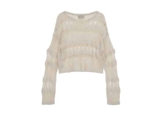 Matin Kim Boat Neck Crochet Knit Pullover Ivory PO009 back view