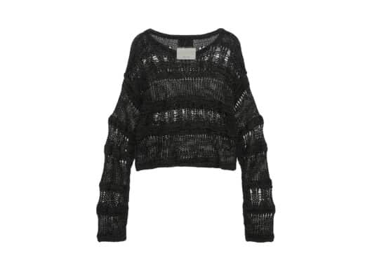 Matin Kim Boat Neck Crochet Knit Pullover Khaki PO009 - Image 2