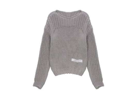 Matin Kim Braid Texture Knit Pullover Grey PO022