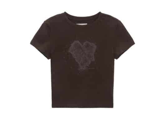Matin Kim Heart Graphic Crop Tee Brown TS059