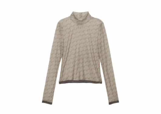 Matin Kim Lettering Turtle Neck Light Tee Beige TS062