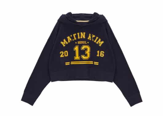 Matin Kim Matin Arch Crop Hoodie Navy TS006