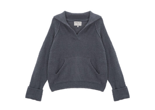 Matin Kim Raglan Boucle Knit Top Charcoal PO018 FRONT VIEW