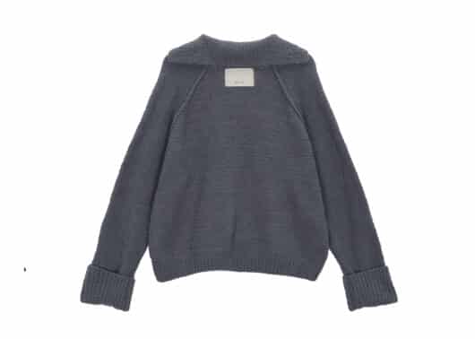Matin Kim Raglan Boucle Knit Top Charcoal PO018 BACK VIEW