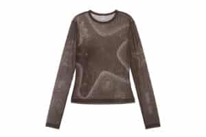 Matin Kim Starfish Mesh Long Sleeve Brown TS027 front view