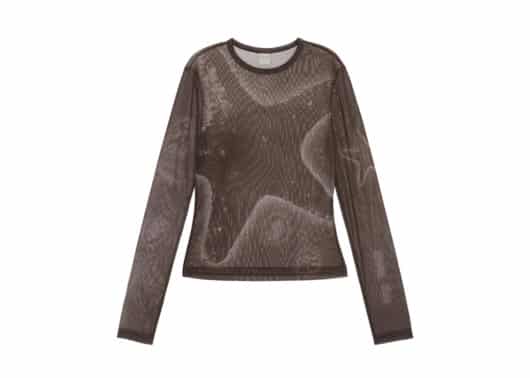 Matin Kim Starfish Mesh Long Sleeve Brown TS027 front view