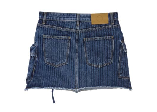 Matin Kim Stripe Cargo Denim Mini Skirt Blue DN021 back view