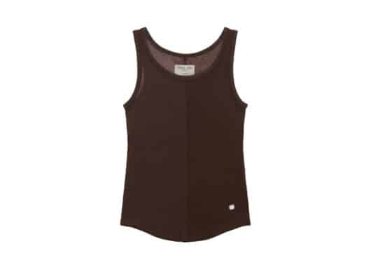 Matin Kim Texture Point Sleeveless Tee Brown TS036 front view