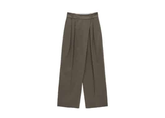 Matin Kim Wide Wrap Tuck Trouser Brown PT046 front view