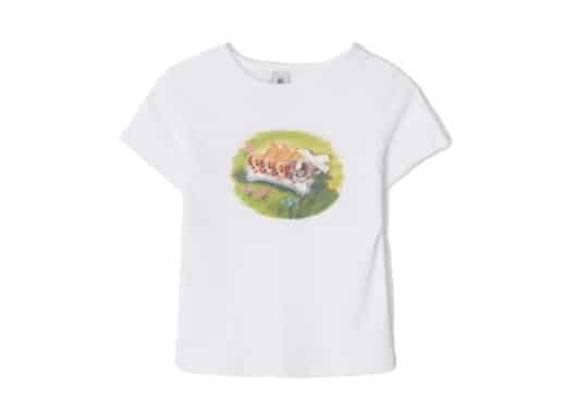 Ronron Adorable Puppies Slim Fit Crop Tee White