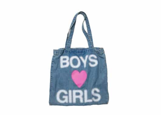 The Museum Visitor BNG Printed Washed Denim Tote Bag Light Blue Front view