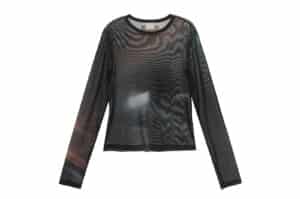 Matin Kim Flash Printed Mesh Top Navy TS052