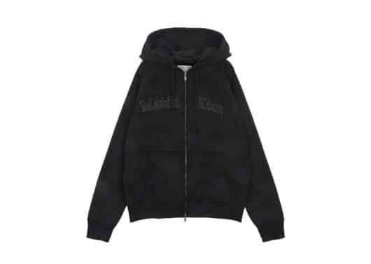 Matin Kim Front Logo Stitch Washed Zip Up Hoodie Dark Grey JP034