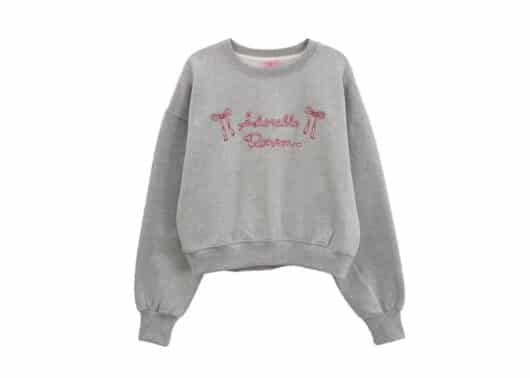 Ronron Heart Ribbon Adorable Crewneck Grey