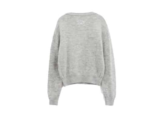 Ronron Heart Ribbon Jacquard Knit Melange Grey - Image 2