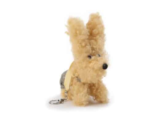 SFSG Grey Overalls Scarwled Puppy Key Chain Yellwo SFG4BAC006 Front View