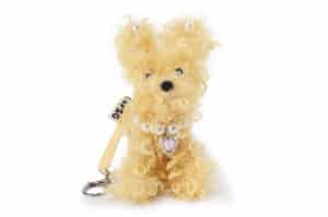 SFSG Pearl Chain Scarwled Puppy Key Chain Yellow SFG4BAC001 Front View