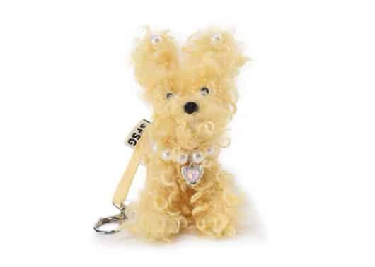 SFSG Pearl Chain Scarwled Puppy Key Chain Yellow SFG4BAC001 Front View