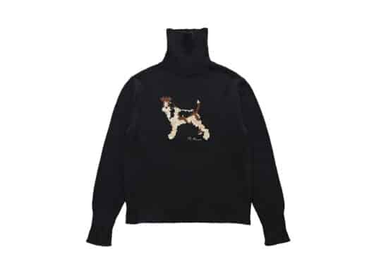 The Barnet Puppy Intarsia Turtleneck Knit Sweater Black Front View