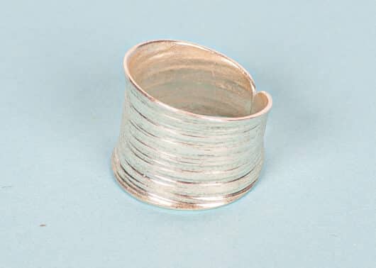 999 Silver Handmade Ceramic Texture Cuff Ring