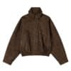 Low Classic Pigment Washed Leather Short Jacket Brown