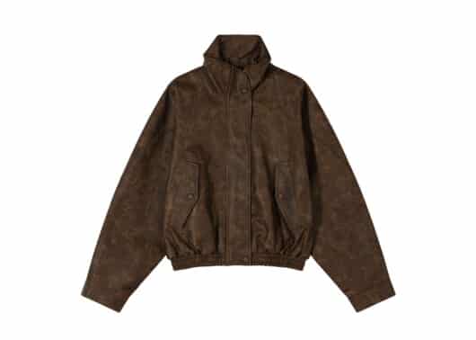 Low Classic Pigment Washed Leather Short Jacket Brown