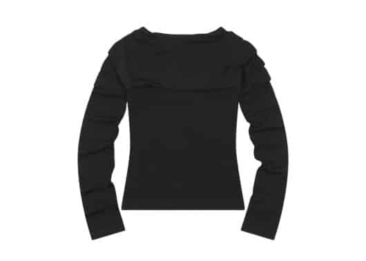 Low Classic Shirring Boatneck Long Sleeve Tee Black - Image 2