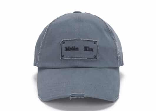 Matin Kim Square Logo Cutout Ball Cap Smoke Blue HT030