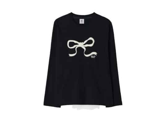 Ronron Embo Heart Ribbon Basic Fit Long Sleeve Black