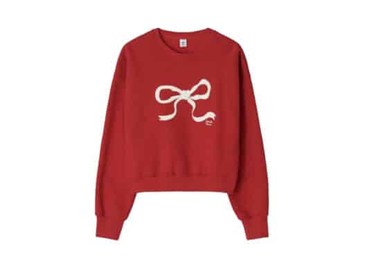 Ronron Embo Heart Ribbon Crop Crewneck Red