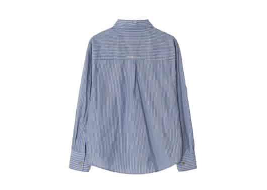 Ronron Round Heart Collar Pocket Shirt Blue Cream Stripe - Image 2